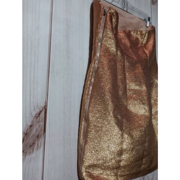 Express Dress Ladies 8 Gold‎ Mini Strapless Metallic - Picture 3 of 7